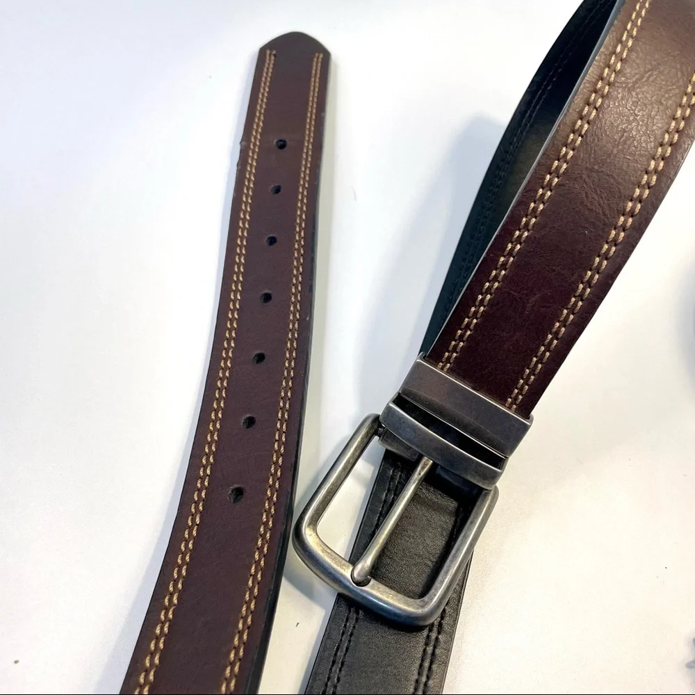 Brown & Black Double Sided Leather Dress Belt